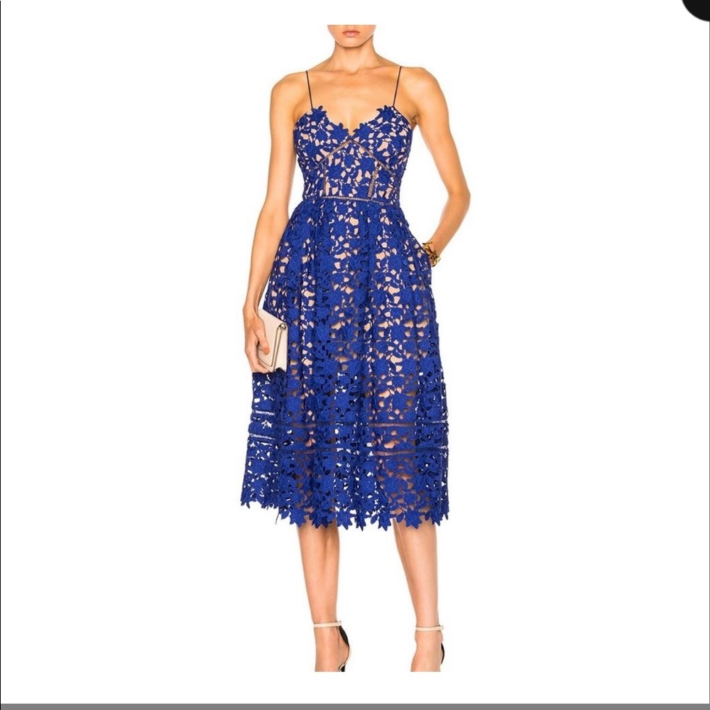 Self-Portrait Cobalt Azaelea Cocktail Dress